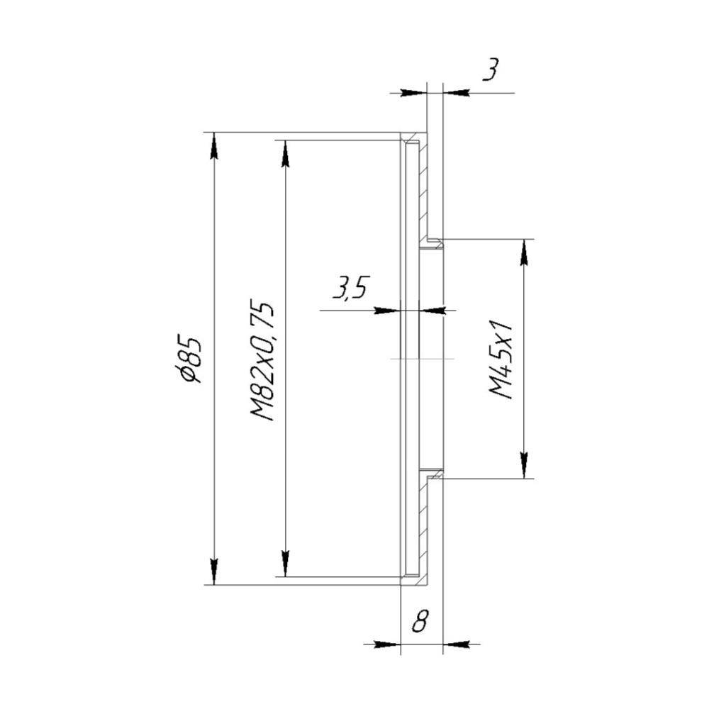 M45x1 male to M82x0.75 female thread adapter