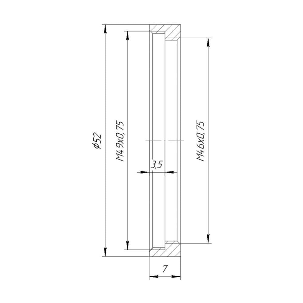 M46x0.75 female to M49x0.75 female thread adapter
