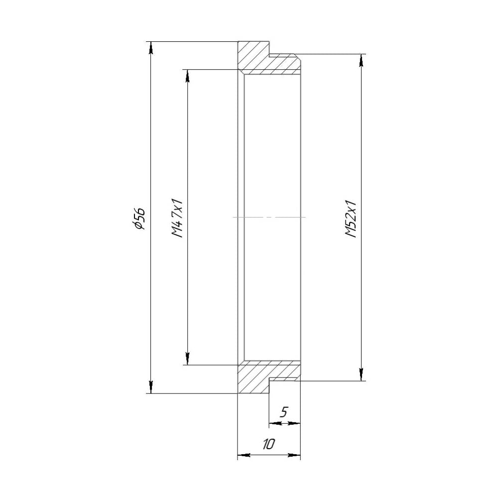 M47x1 female to M52x1 male thread adapter