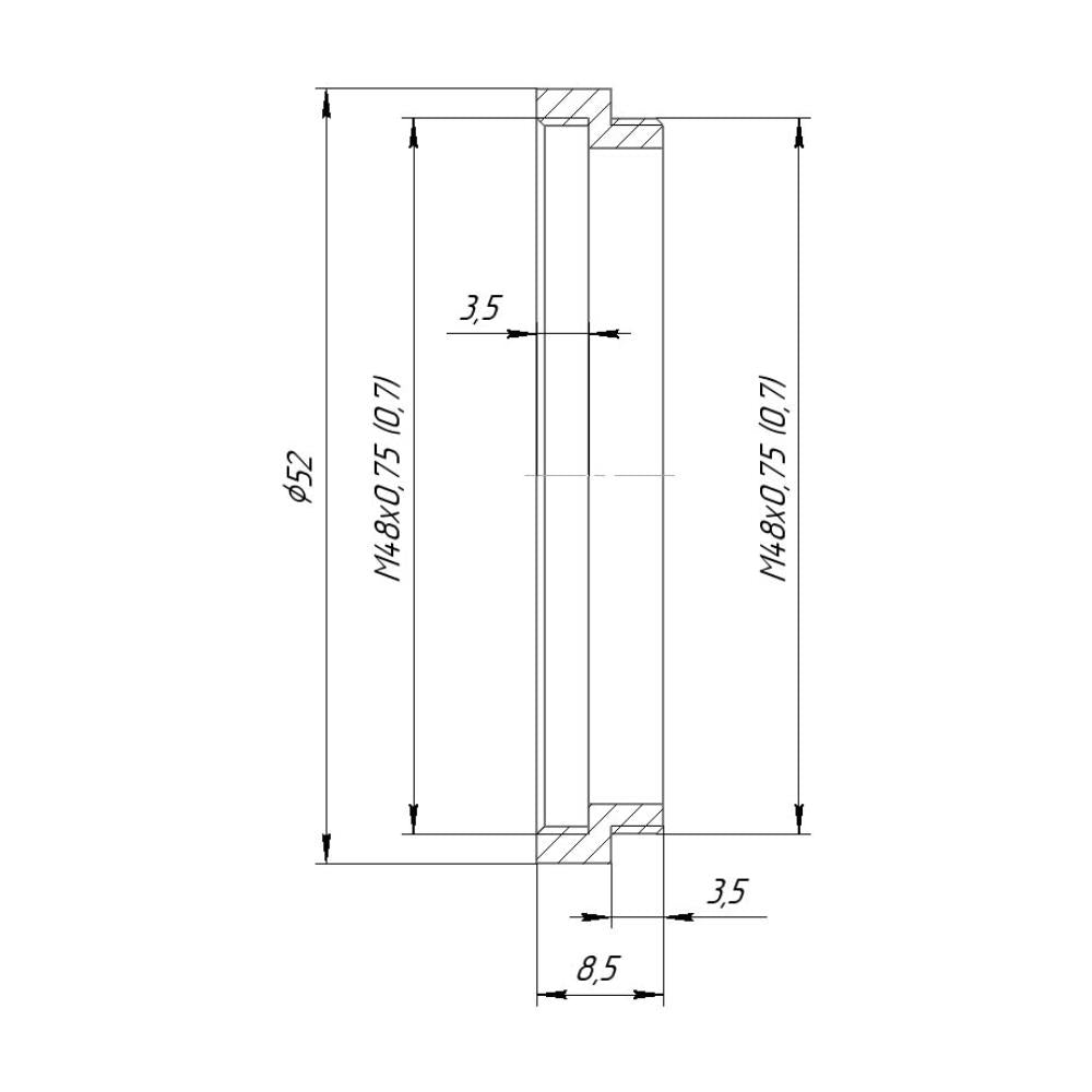 M48x0.7 to M48x0.75 thread adapter (pitch converter)