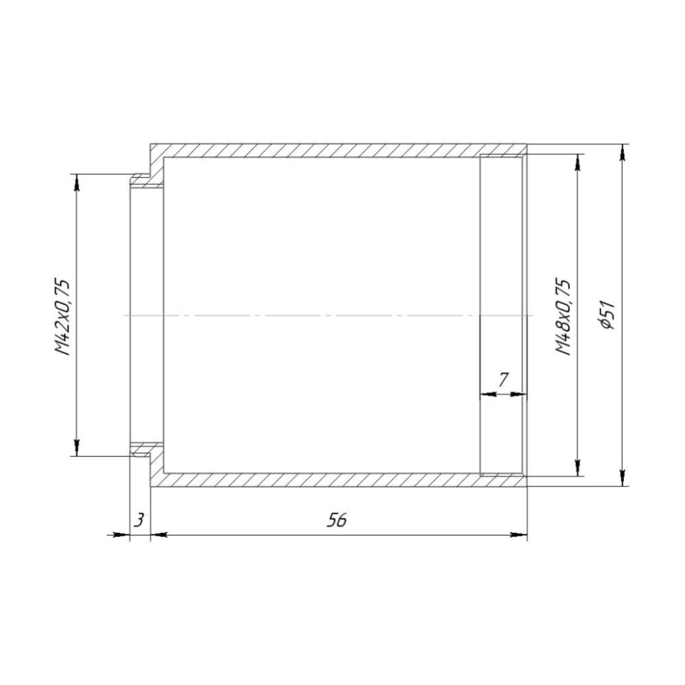 M48x0.75F female to T2 male thread adapter (RC8 ZWO to TSFlat2 flattener spacer)
