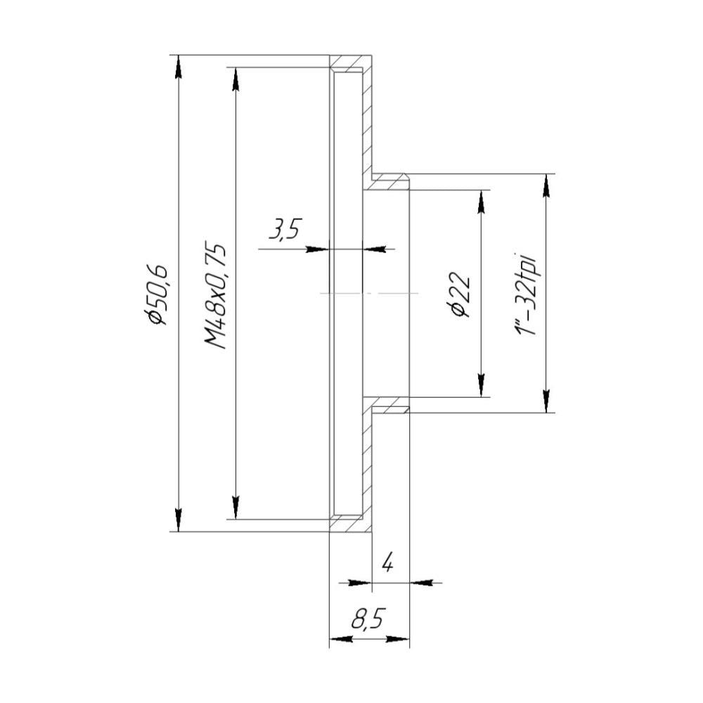 M48x0.75 female thread to C-mount camera adapter