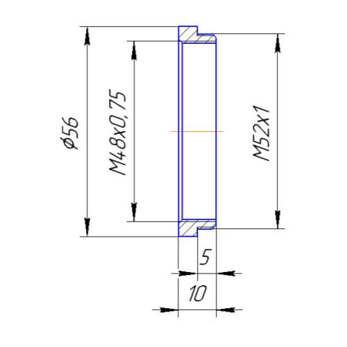 M48x0.75 female to M52x1 male thread adapter