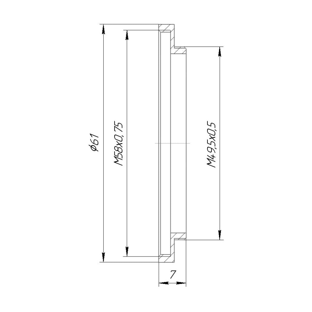 M49.5x0.5 male to M58x0.75 female thread adapter (49.5mm to 58mm step-up ring)