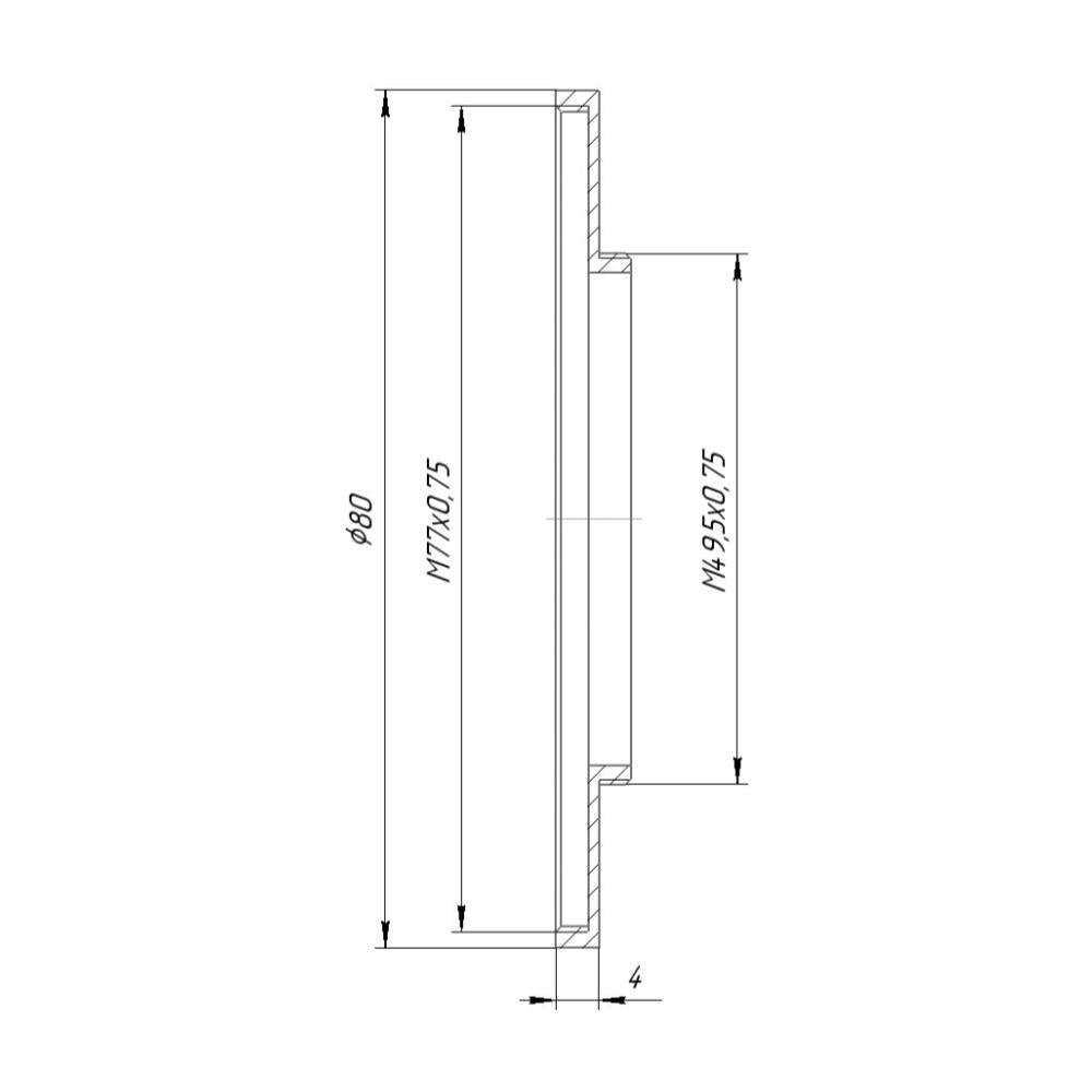 M49.5x0.75 male to M77x0.75 female thread adapter (49.5mm to 77mm step-up ring)