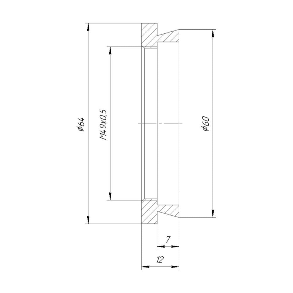 M49x0.5 female thread to 60mm dovetail adapter for MBS-10 microscope