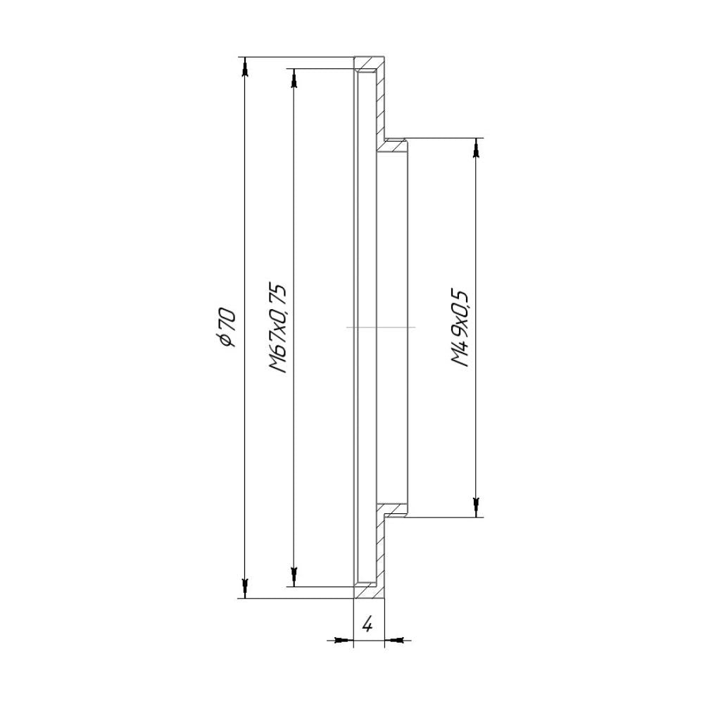 M49x0.5 male to M67x0.75 female thread adapter (49mm to 67mm step-up ring)