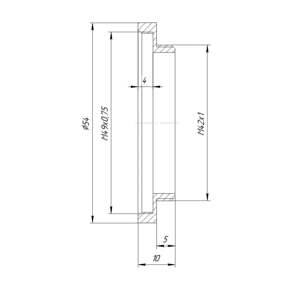 M49x0.75 female to M42x1 male thread adapter