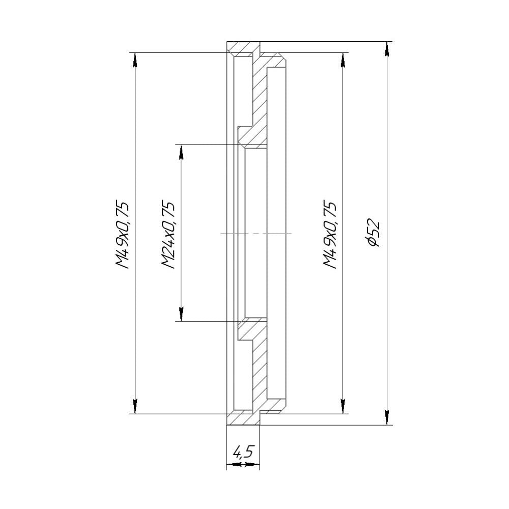 M49x0.75 male to M24x0.75 female thread adapter (49mm to 24mm step-down ring)
