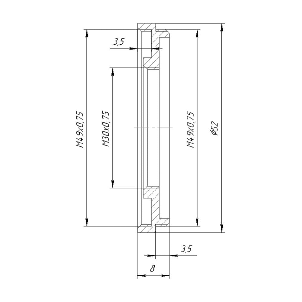 M49x0.75 male to M30x0.75 female thread adapter (49mm to 30mm step-down ring)