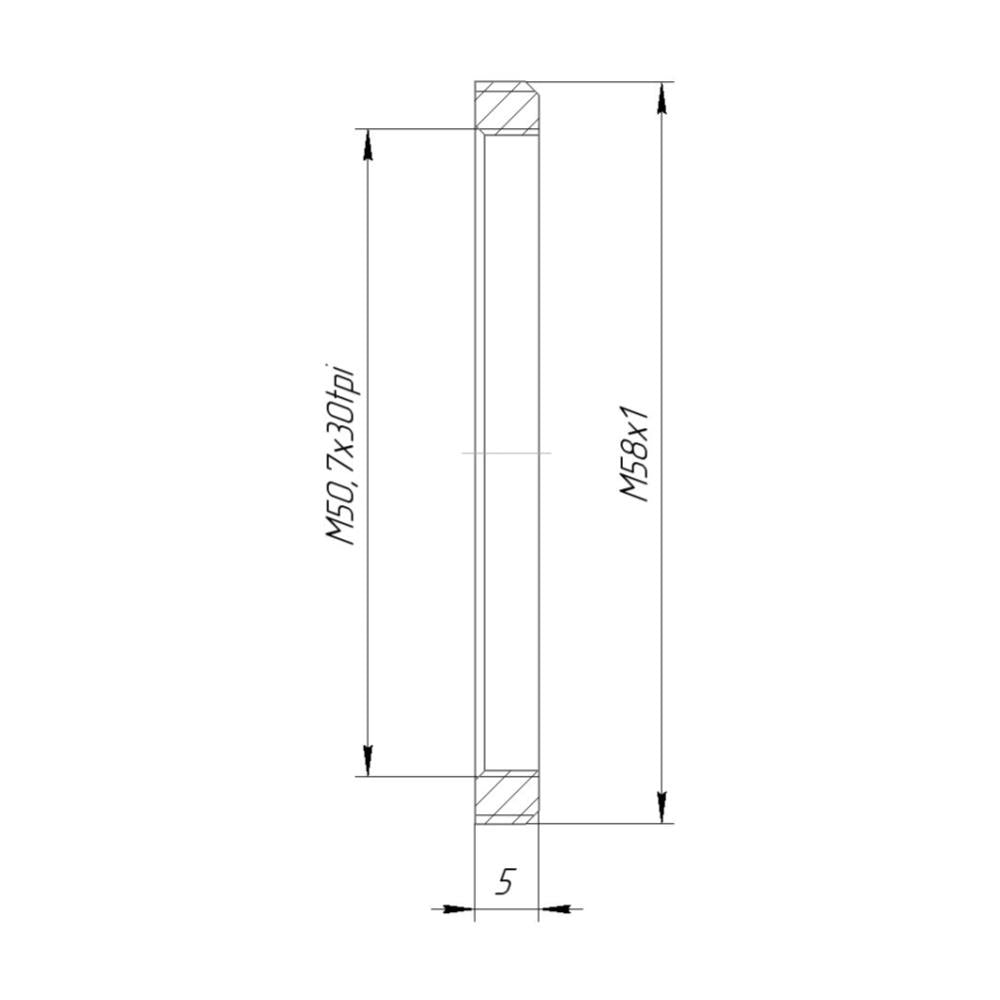 M50.7x30tpi female to M58x1 male thread adapter for Betax #3 shutter
