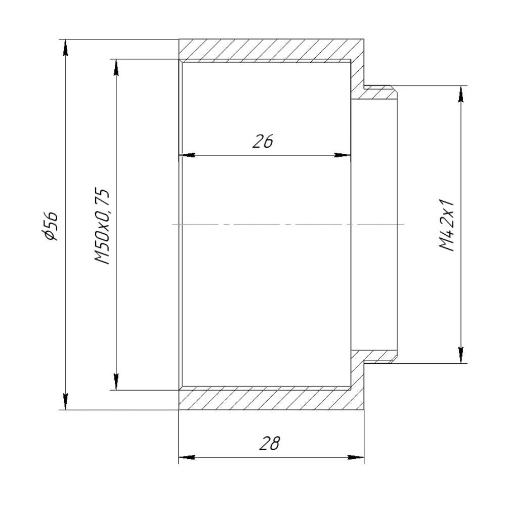 M50x0.75 female to M42x1 male long adapter for Rodenstock lenses