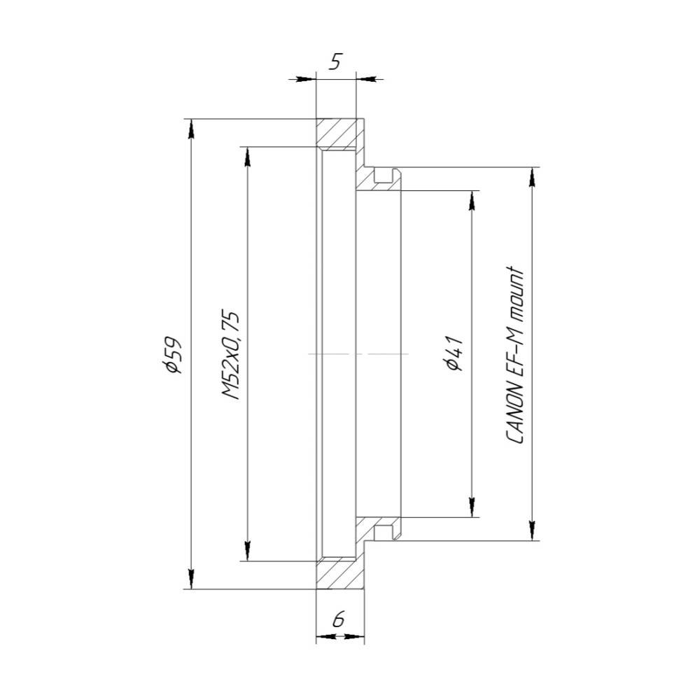 M52x0.75 female thread to Canon EF-M camera mount adapter