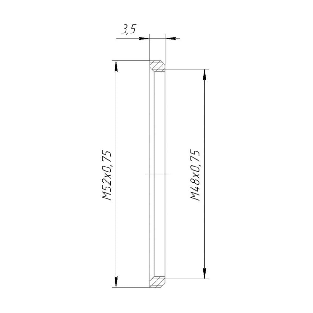 M52x0.75 male to M48x0.75 female adapter (52mm to 48mm step-down ring)