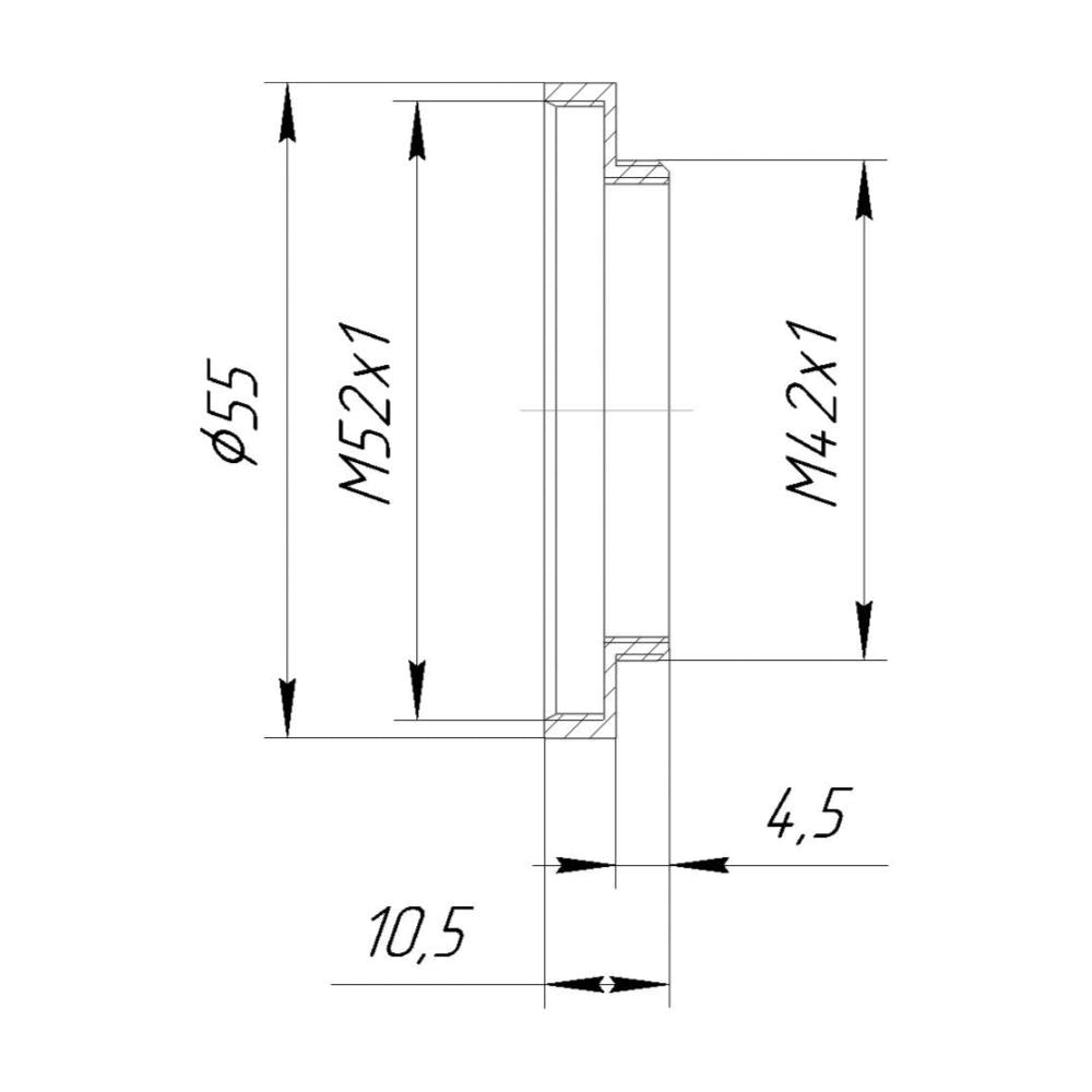 M52x1 female to M42x1 male thread adapter for focusing helicoids