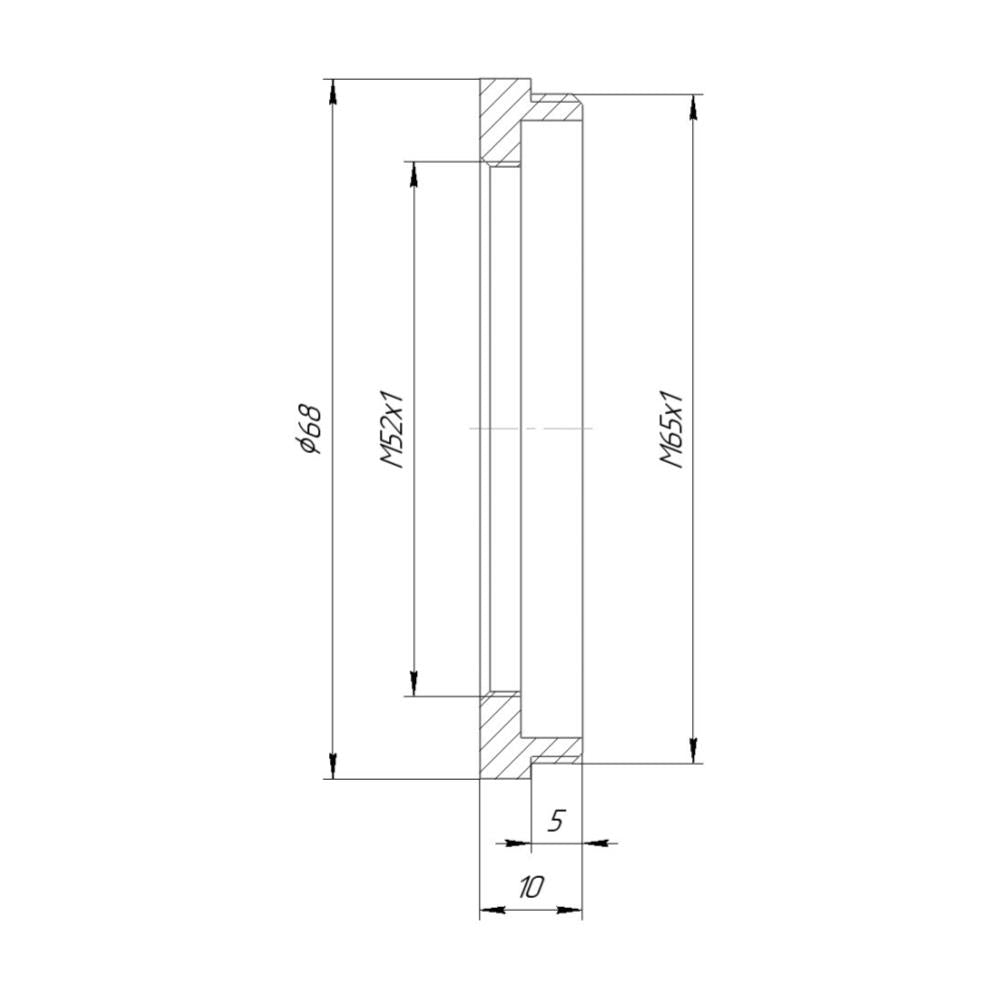 M52x1 female to M65x1 male thread adapter for helicoids