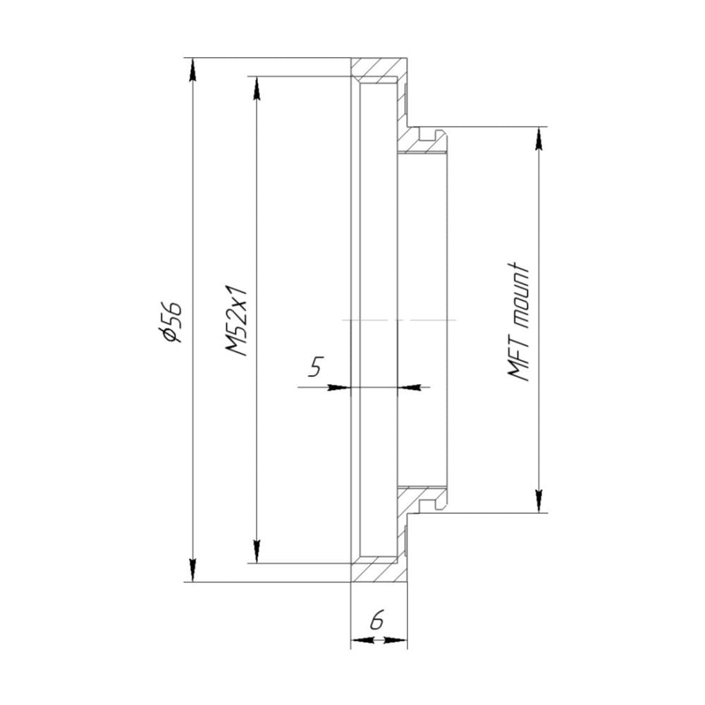 M52x1 female thread to MFT (Micro 4/3) camera mount adapter for helicoids