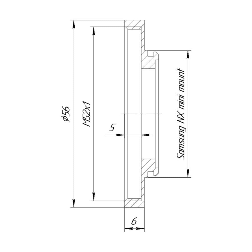 M52x1 female thread to Samsung NX Mini camera mount adapter