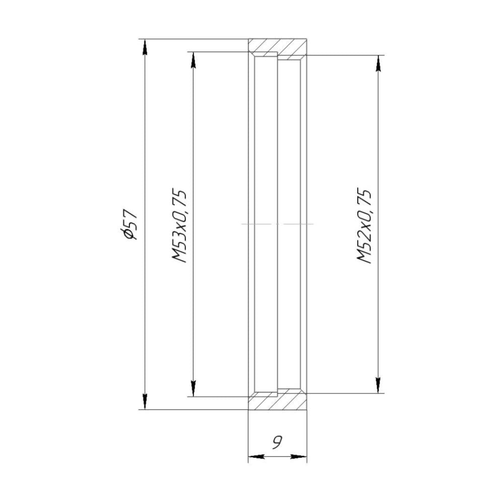 M53x0.75 female to M52x0.75 female thread adapter (filter step ring)