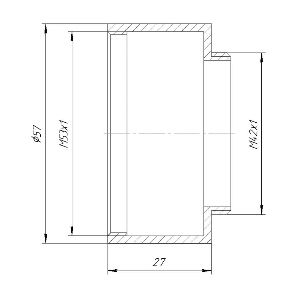 M53x1 female to M42x1 male thread adapter
