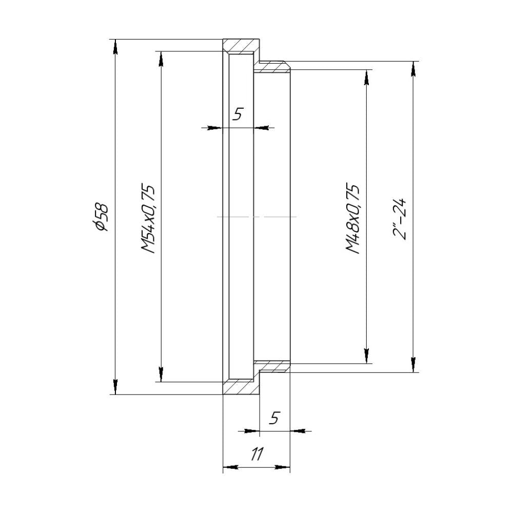 M54x0.75 female to SCT male thread adapter