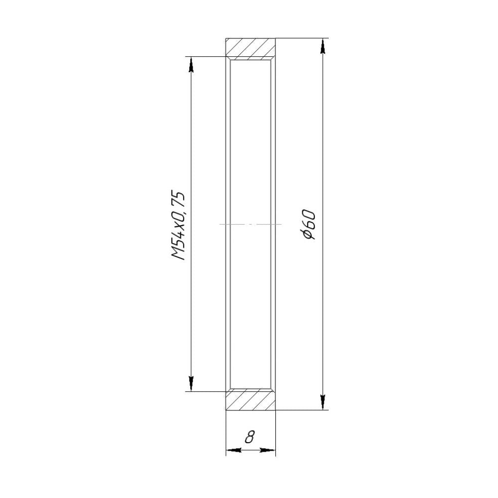 M54x0.75 female thread coupler (8mm long)