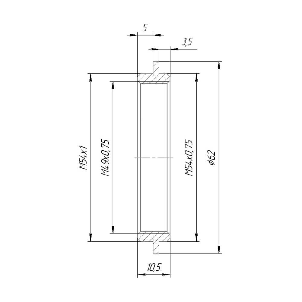 M54x0.75 male to M54x1 male thread adapter
