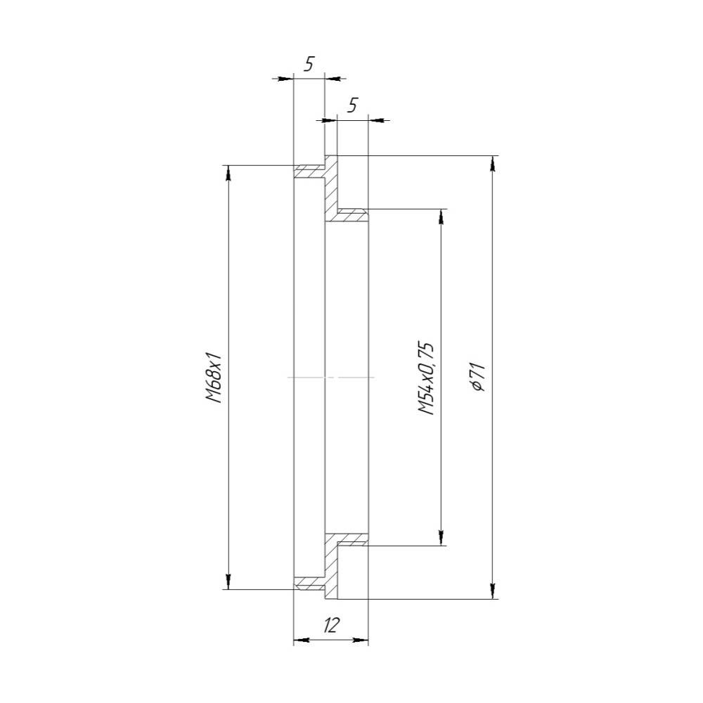 M54x0.75 male to M68x1 male thread adapter