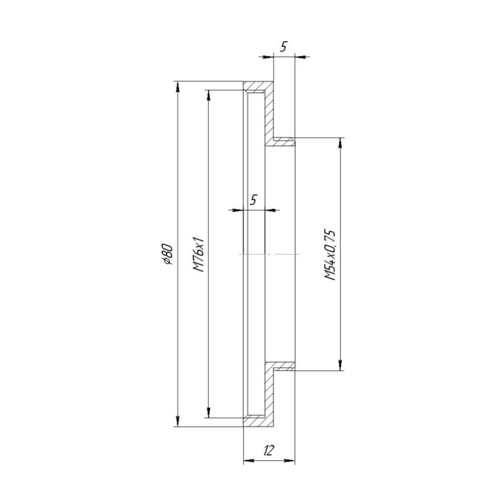 M54x0.75 male to M76x1 female thread adapter