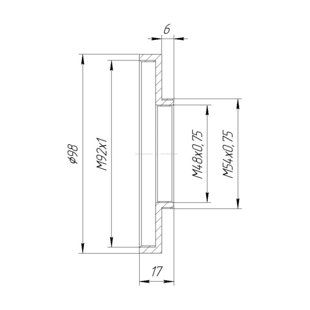 M54x0.75 male to M92x1 female thread adapter