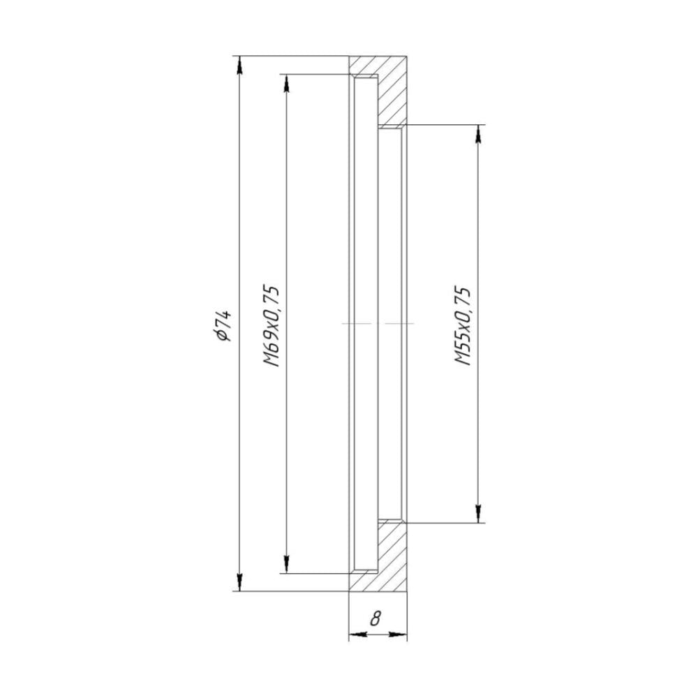 M55x0.75 female to M69x0.75 female thread adapter to use VVD on Rapido FMJ-8