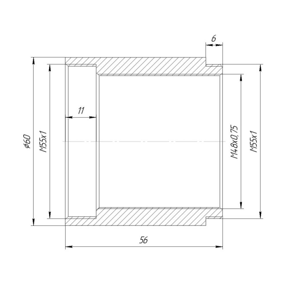 M55x1 thread extender, 50mm long