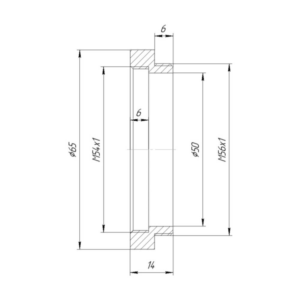M56x1 male to M54x1 female thread adapter