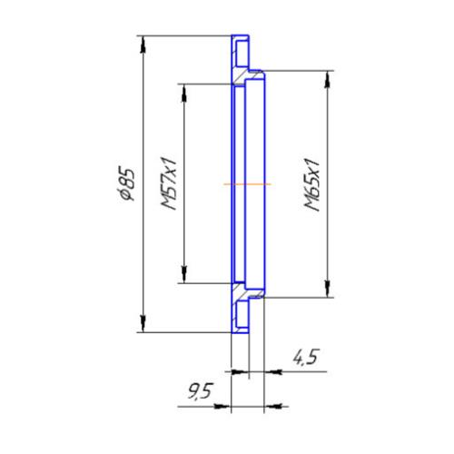 M57x1 female to M65x1 male thread adapter