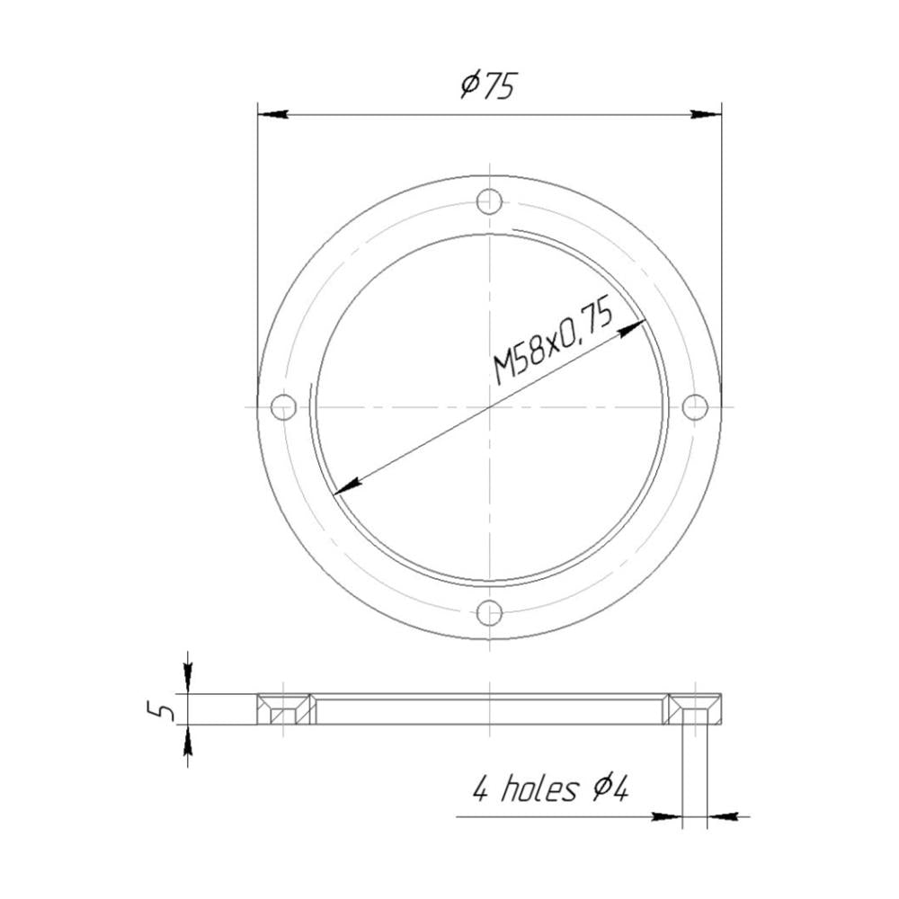 Lens board with M58x0.75 female thread