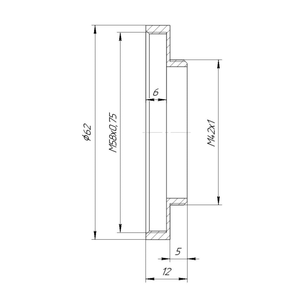 M58x0.75 female to M42x1 male thread adapter for focusing helicoids