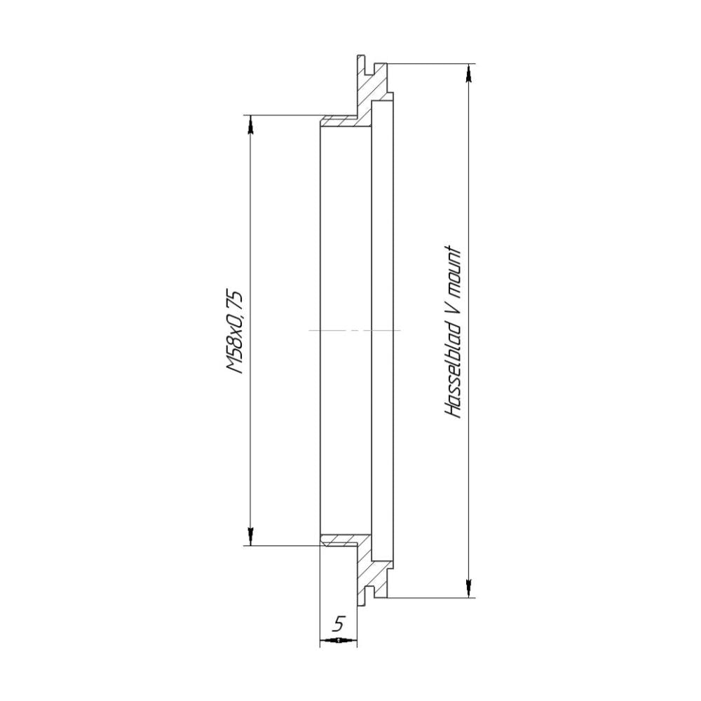 M58x0.75 male thread to Hasselblad V mount camera adapter