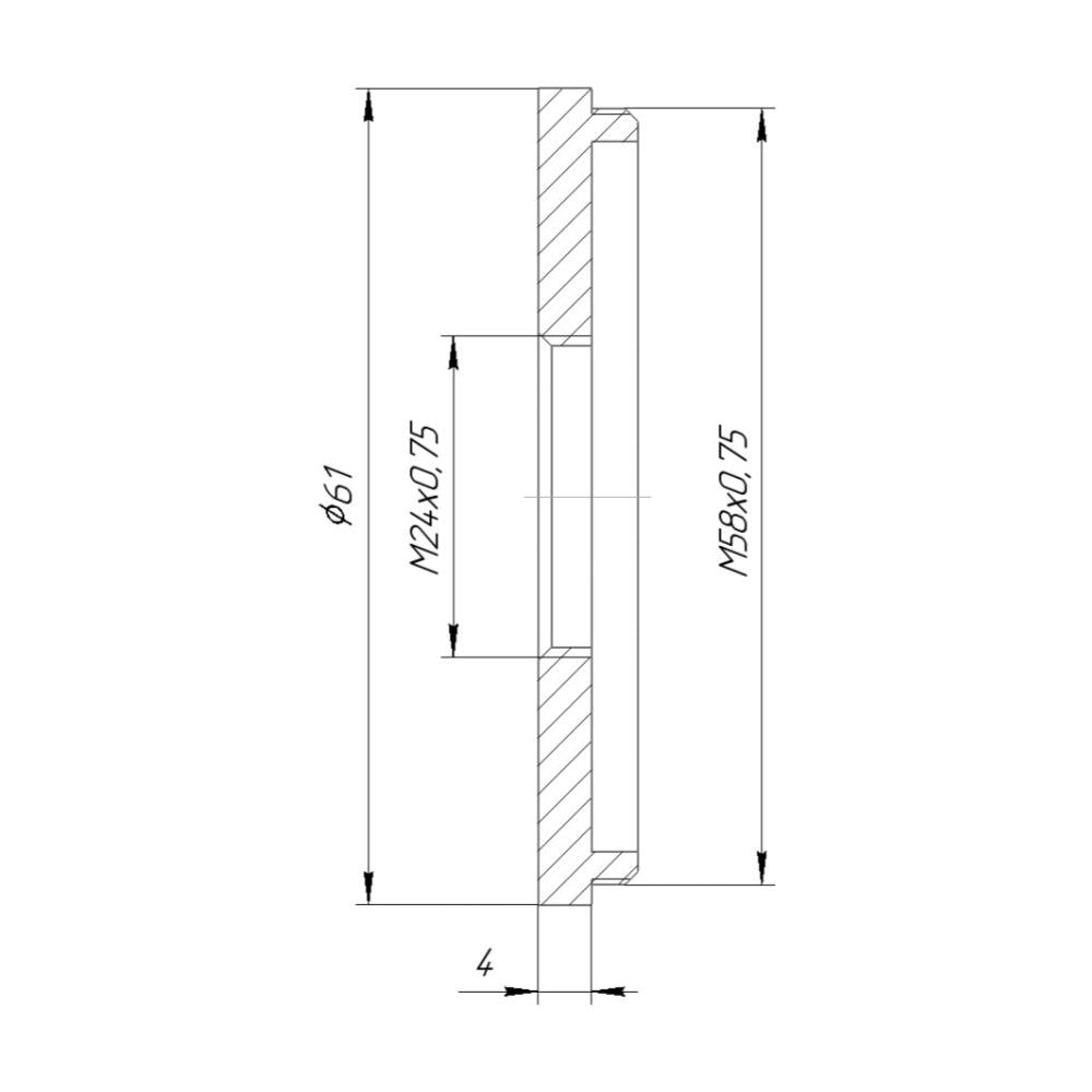 M58x0.75 male to M24x0.75 female thread adapter (58mm to 24mm step-down ring)