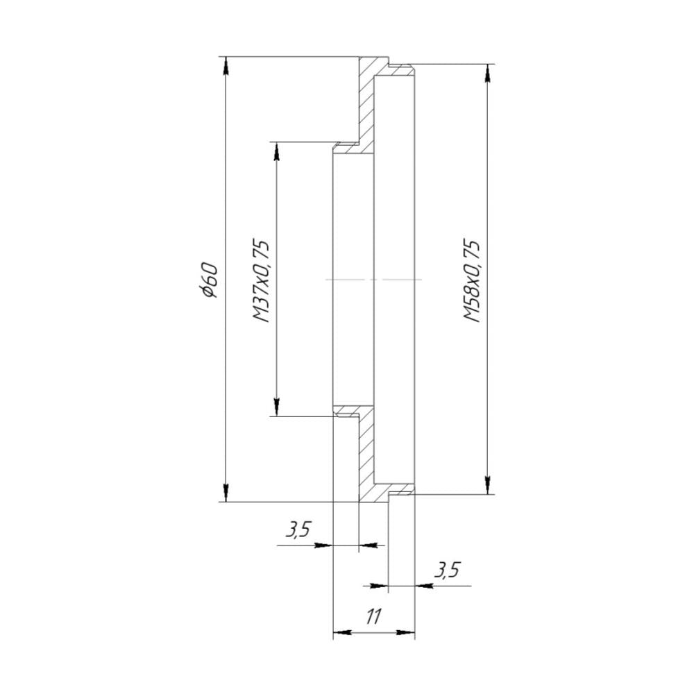 M58x0.75 male to M37x0.75 male thread adapter