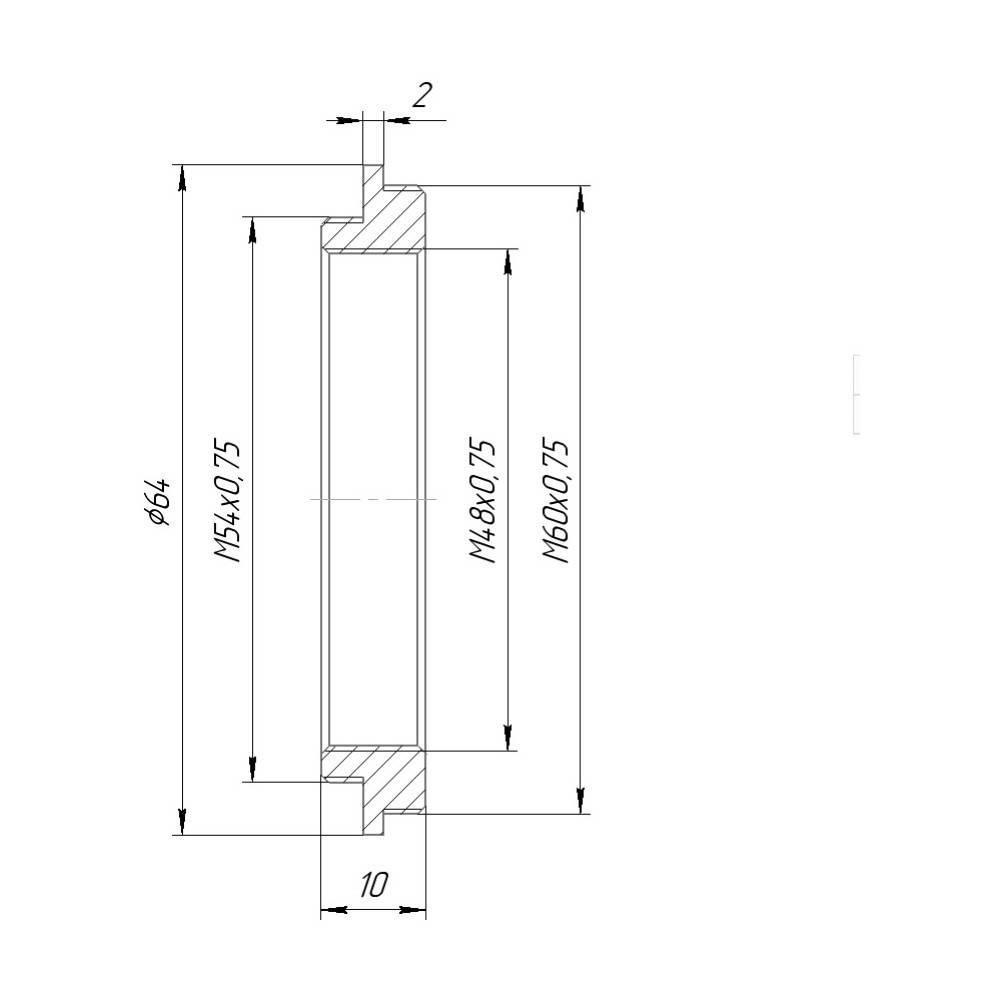 M60x0.75 male to M54x0.75 male thread adapter