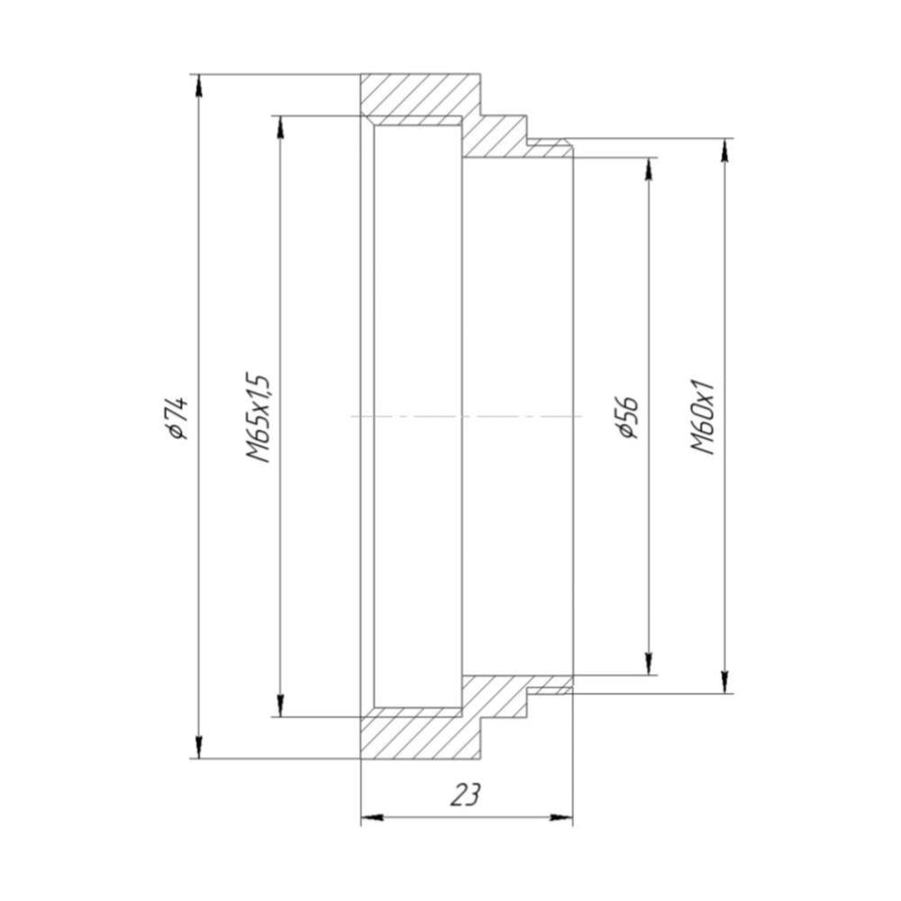 M60x1 male to M65x1.5 female thread adapter for Leica microscope