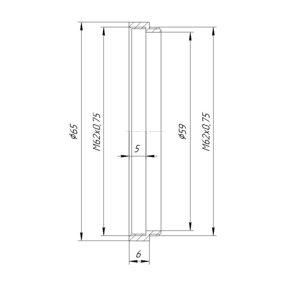 M62x0.75 thread extender tube (6mm long)