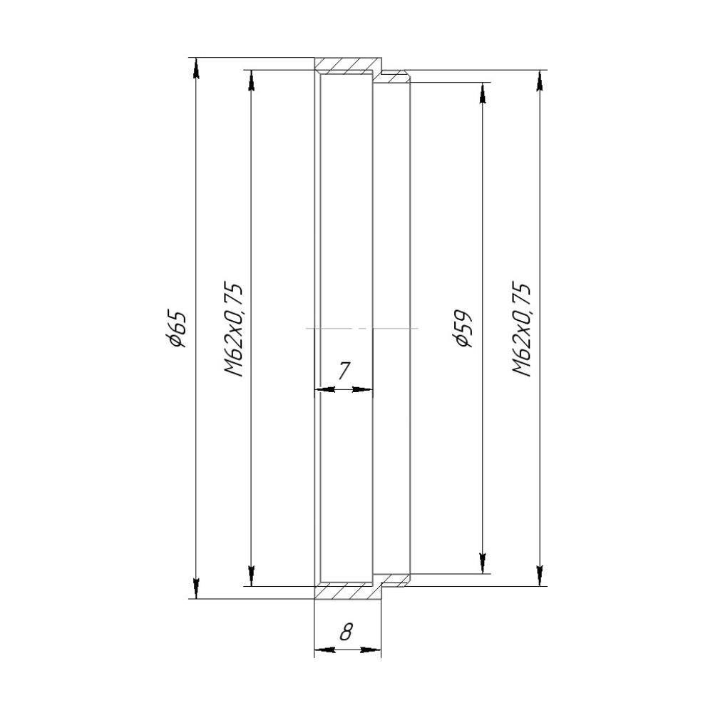 M62x0.75 thread extender tube (8mm long)