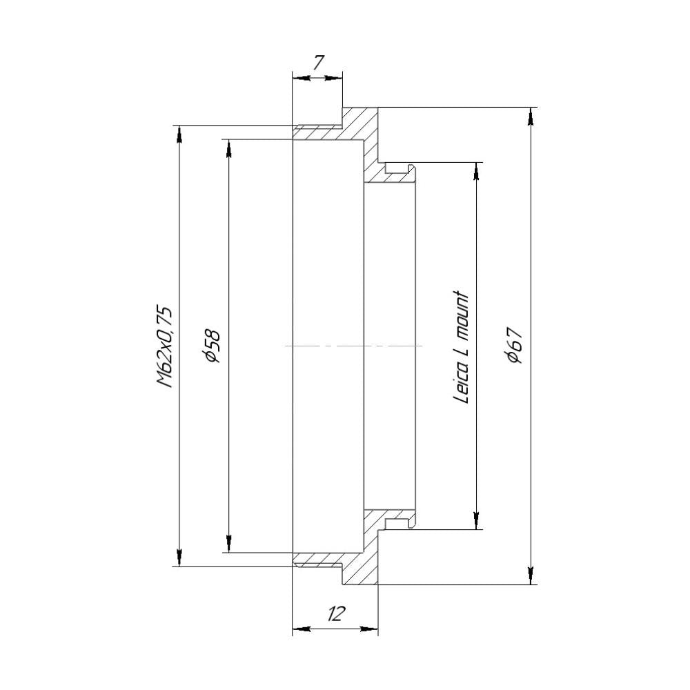 M62x0.75 male thread to Leica L camera mount adapter