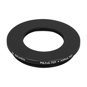 M62x0.75 male to M39x0.75 female thread adapter with retaining ring