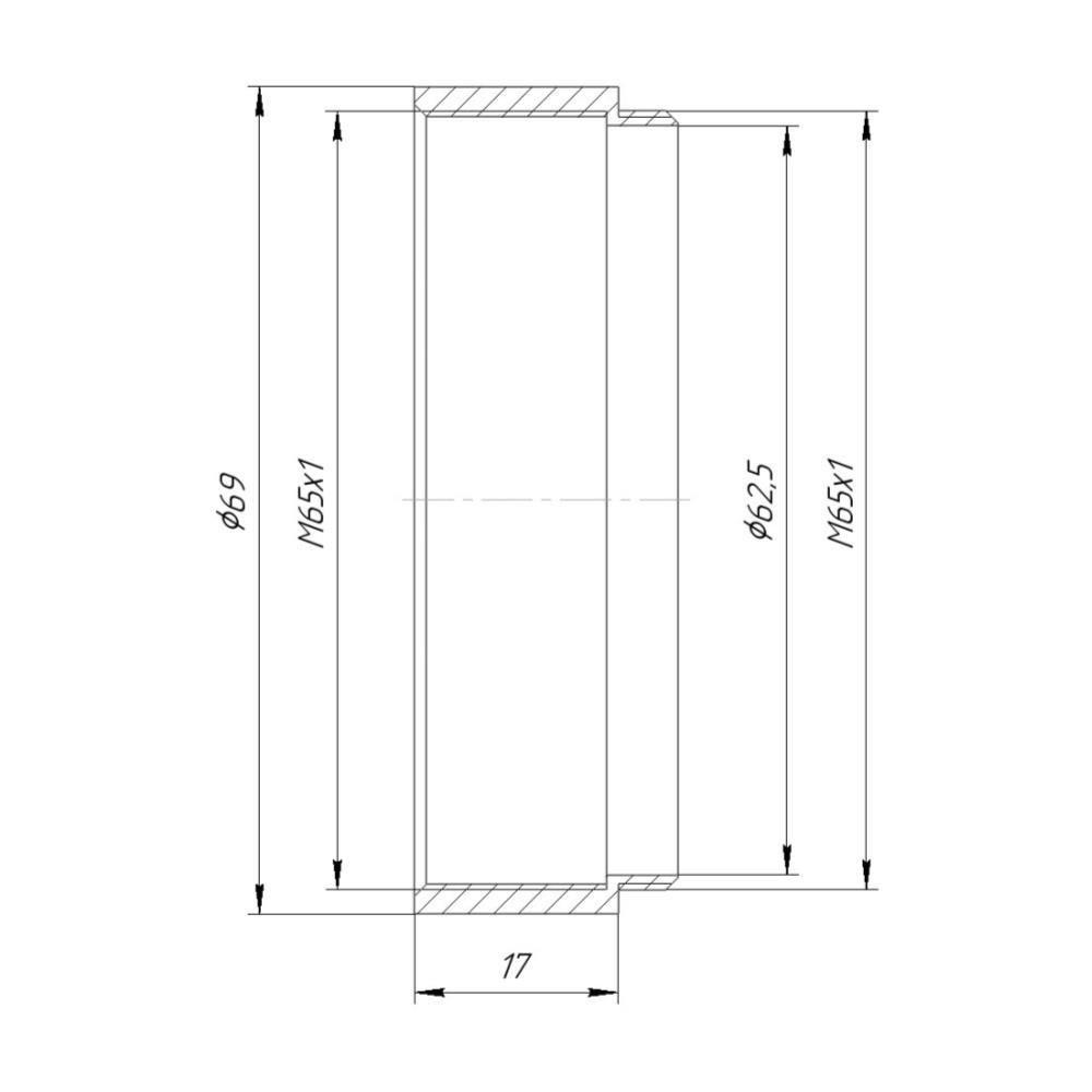 M65x1 female to M65x1 male thread adapter (17mm long extender)
