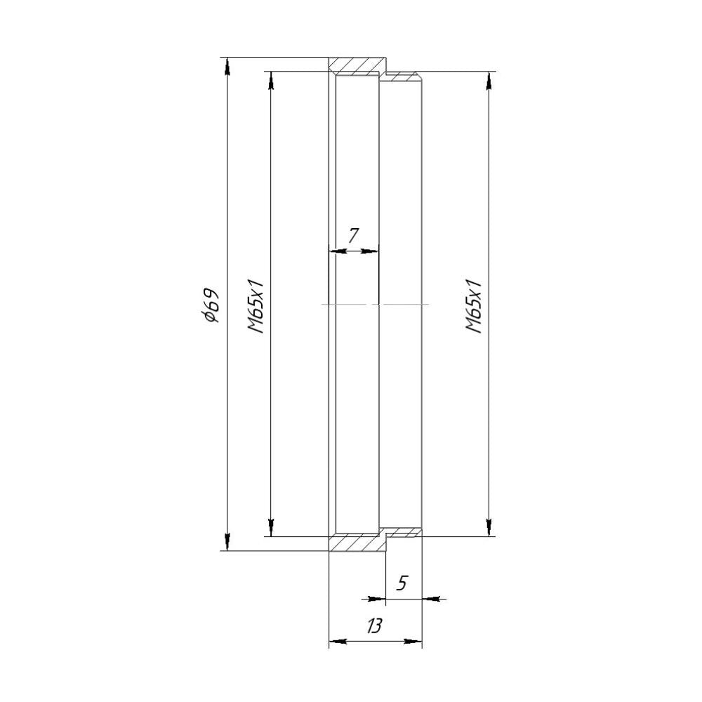 M65x1 female to M65x1 male thread adapter (8mm long extender)