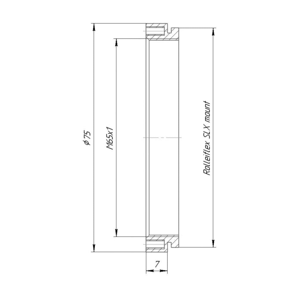 M65x1 female thread to Rolleiflex SLX camera mount adapter