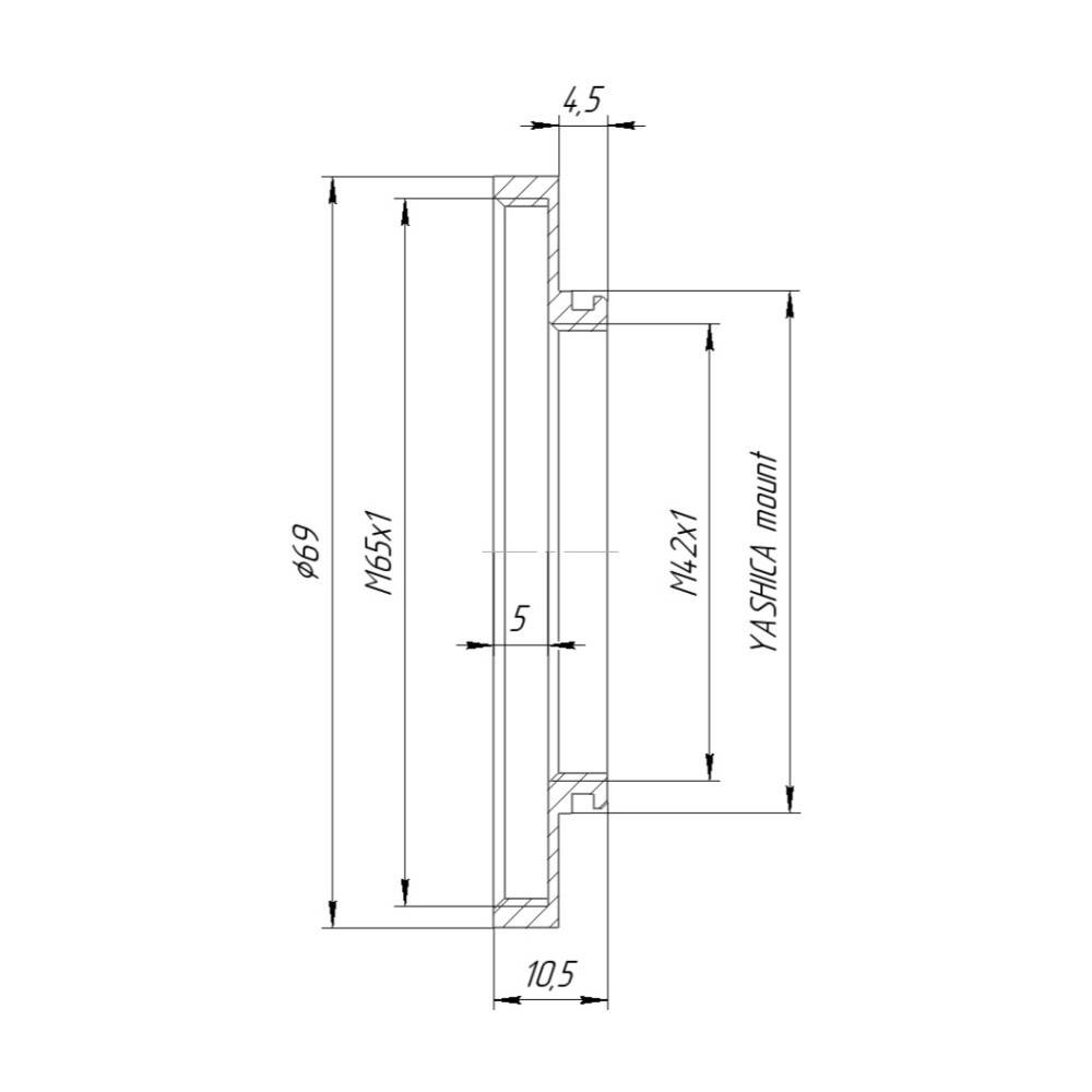 M65x1 female thread to Yashica camera mount adapter