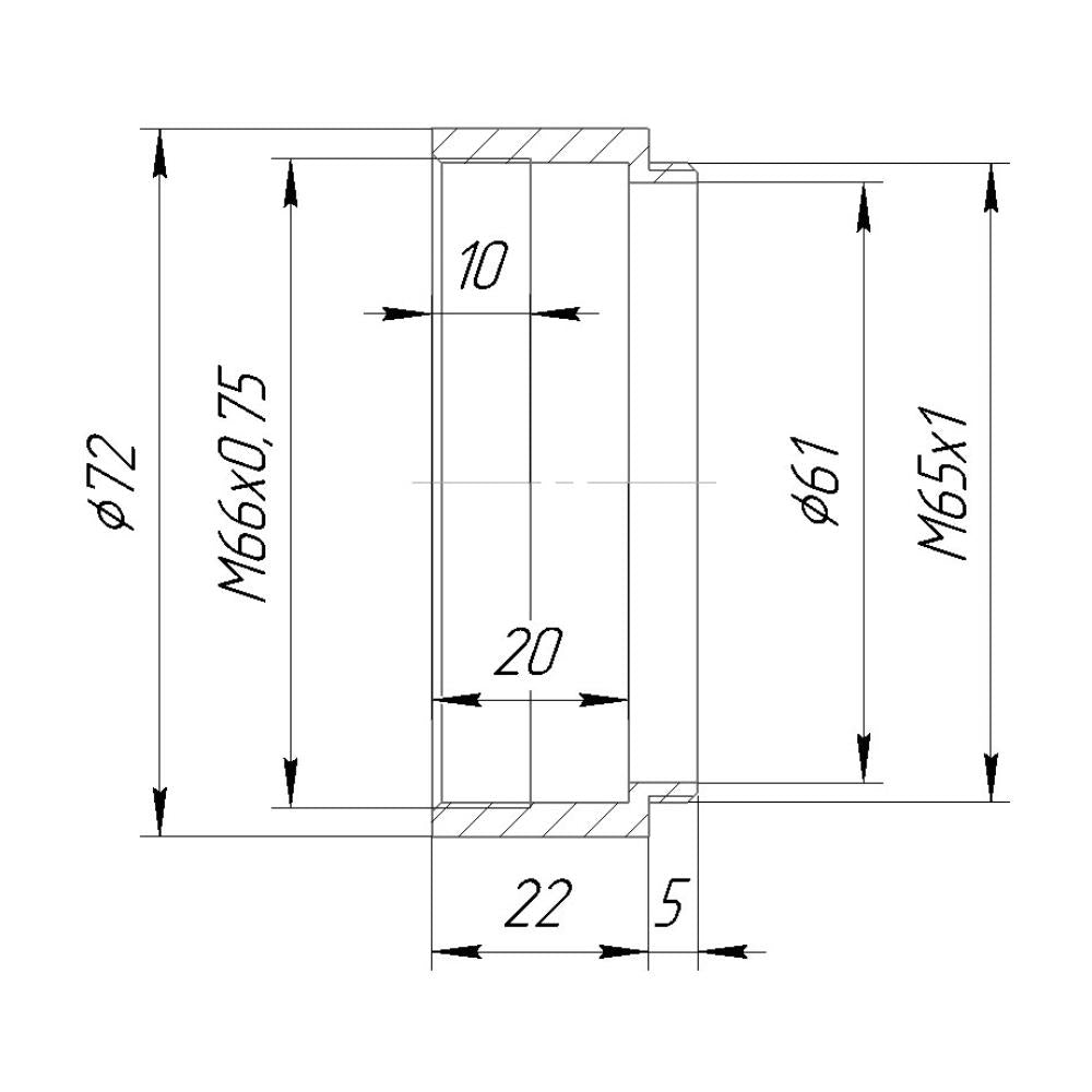 M66x0.75 female to M65x1 male thread adapter